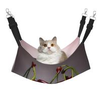 JxWCher Cozy Reversible Cat Hammock Bed for Crates & Cages,Soft Pet Resting,Chilean Cherries Print Playing Perch Mat