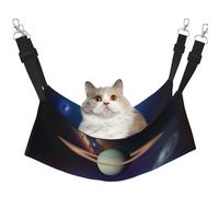 JxWCher Cozy Reversible Cat Hammock Bed for Crates & Cages,Soft Pet Resting,Cosmic Saturn Print Playing Perch Mat