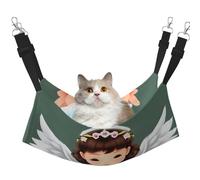 JxWCher Cozy Reversible Cat Hammock Bed for Crates & Cages,Soft Pet Resting,Cute Little Angel Print Playing Perch Mat