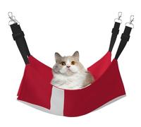 JxWCher Cozy Reversible Cat Hammock Bed for Crates & Cages,Soft Pet Resting,Danish Flag Print Playing Perch Mat