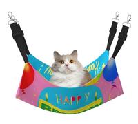 JxWCher Cozy Reversible Cat Hammock Bed for Crates & Cages,Soft Pet Resting,Happy Birthday Balloon Print Playing Perch Mat