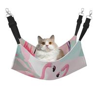JxWCher Cozy Reversible Cat Hammock Bed for Crates & Cages,Soft Pet Resting,Love Flamingo Print Playing Perch Mat