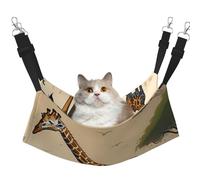 JxWCher Cozy Reversible Cat Hammock Bed for Crates & Cages,Soft Pet Resting,Mother & Calf Giraffe Print Playing Perch Mat