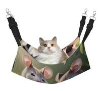 JxWCher Cozy Reversible Cat Hammock Bed for Crates & Cages,Soft Pet Resting,Mouse in Love Print Playing Perch Mat