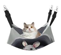 JxWCher Cozy Reversible Cat Hammock Bed for Crates & Cages,Soft Pet Resting,Mouse in The Hole Print Playing Perch Mat