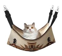 JxWCher Cozy Reversible Cat Hammock Bed for Crates & Cages,Soft Pet Resting,Native American Painting Print Playing Perch Mat