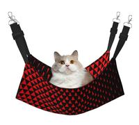 JxWCher Cozy Reversible Cat Hammock Bed for Crates & Cages,Soft Pet Resting,Red Triangle Matrix Print Playing Perch Mat