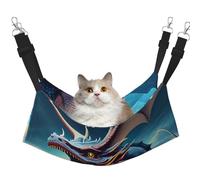 JxWCher Cozy Reversible Cat Hammock Bed for Crates & Cages,Soft Pet Resting,Roaring Dragon Print Playing Perch Mat