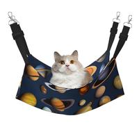 JxWCher Cozy Reversible Cat Hammock Bed for Crates & Cages,Soft Pet Resting,Solar System Planets Print Playing Perch Mat