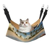 JxWCher Cozy Reversible Cat Hammock Bed for Crates & Cages,Soft Pet Resting,Turtles on The Beach Print Playing Perch Mat