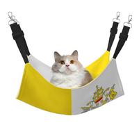 JxWCher Cozy Reversible Cat Hammock Bed for Crates & Cages,Soft Pet Resting,Vatican Flag Print Playing Perch Mat