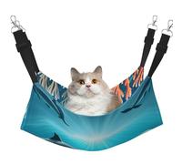 JxWCher Cozy Reversible Cat Hammock Bed for Crates & Cages,Soft Pet Resting,Whales Under The sea Print Playing Perch Mat