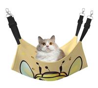 JxWCher Cozy Reversible Cat Hammock Bed for Crates & Cages,Soft Pet Resting,Yellow bee Print Playing Perch Mat