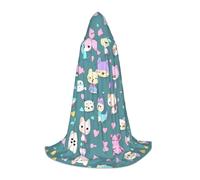 JxWCher Cute little fox Print Hooded Cloak Cape, Oversize Party Apparel Soft Costume Robe for Halloween Cosplay Medium