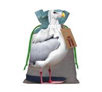 JxWCher Cute seagull Print Christmas Gift Bag Gift Pouches with Drawstring, Rustic Holiday Party Favor Bags Small