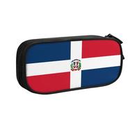 JxWCher Double Layer Pencil Case Dominican Republic Print Large Pen Pouch Makeup Bag Tools Office Supplies, Black, One Size, Art Deco