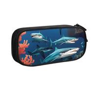 JxWCher Double Layer Pencil Case Submarine shark coral Print Large Pen Pouch Makeup Bag Tools Office Supplies