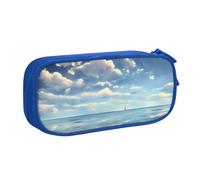 JxWCher Double Layer Pencil Case White clouds over the sea Print Large Pen Pouch Makeup Bag Tools Office Supplies