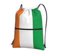 JxWCher Drawstring Backpack with Zip Pockets, Flag of Ivory Coast Print String Bag Lightweight Gym Sack, Hiking, Yoga