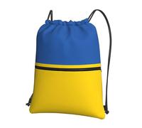 JxWCher Drawstring Backpack with Zip Pockets, Flag of Ukraine Print String Bag Lightweight Gym Sack, Hiking, Yoga