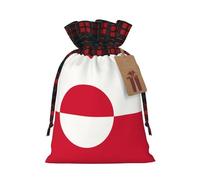 JxWCher Festive Santa Greenland flag Print Gift Bags with Tags & Drawstring – Perfect for Christmas Wrapping & Holiday Parties