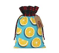 JxWCher Festive Santa Lemon wedges Print Gift Bags with Tags & Drawstring â€“ Perfect for Christmas Wrapping & Holiday Parties