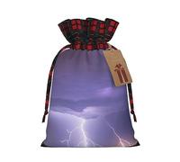 JxWCher Festive Santa Lightning Storm Print Gift Bags with Tags & Drawstring â€“ Perfect for Christmas Wrapping & Holiday Parties