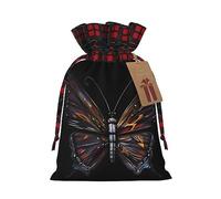 JxWCher Festive Santa Mystery Butterfly Print Gift Bags with Tags & Drawstring â€“ Perfect for Christmas Wrapping & Holiday Parties