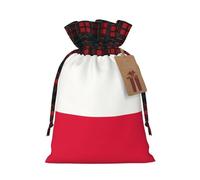JxWCher Festive Santa Polish flag Print Gift Bags with Tags & Drawstring â€“ Perfect for Christmas Wrapping & Holiday Parties
