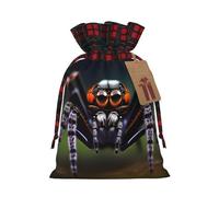 JxWCher Festive Santa Tropical rainforest spiders Print Gift Bags with Tags & Drawstring â€“ Perfect for Christmas Wrapping & Holiday Parties