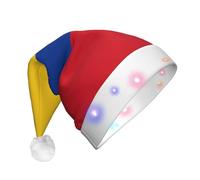 JxWCher Flag of Colombia Print Christmas Hat, Large Soft LED Santa Beanie Hat, for Holiday Parties and Seasonal Events, Xmas tree Decor