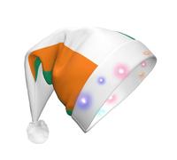 JxWCher Flag of Cote d'Ivoire Print Christmas Hat, Large Soft LED Santa Beanie Hat, for Holiday Parties and Seasonal Events, Xmas tree Decor