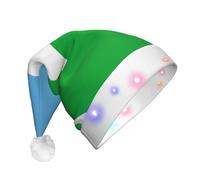 JxWCher Flag of Djibouti Print Christmas Hat, Large Soft LED Santa Beanie Hat, for Holiday Parties and Seasonal Events, Xmas tree Decor