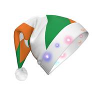 JxWCher Flag of Ivory Coast Print Christmas Hat, Large Soft LED Santa Beanie Hat, for Holiday Parties and Seasonal Events, Xmas tree Decor