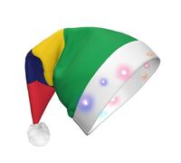 JxWCher Flag of Mauritius Print Christmas Hat, Large Soft LED Santa Beanie Hat, for Holiday Parties and Seasonal Events, Xmas tree Decor