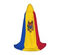 JxWCher Flag of Moldova Print Hooded Cloak Cape, Oversize Party Apparel Soft Costume Robe for Halloween Cosplay Large