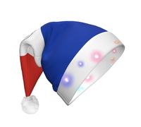 JxWCher Flag of Paraguay Print Christmas Hat, Large Soft LED Santa Beanie Hat, for Holiday Parties and Seasonal Events, Xmas tree Decor
