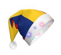 JxWCher Flag of Romania Print Christmas Hat, Large Soft LED Santa Beanie Hat, for Holiday Parties and Seasonal Events, Xmas tree Decor