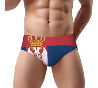 JxWCher Flag of Serbia Print Men's Underwear - Stretch Breathable Briefs - Supportive Mens Trunks for Daily Wear & Workout, Black, M