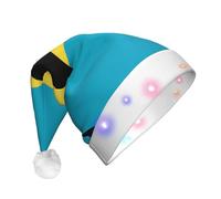 JxWCher Flag of the Bahamas Print Christmas Hat, Large Soft LED Santa Beanie Hat, for Holiday Parties and Seasonal Events, Xmas tree Decor