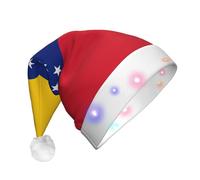 JxWCher Flag of Venezuela Print Christmas Hat, Large Soft LED Santa Beanie Hat, for Holiday Parties and Seasonal Events, Xmas tree Decor