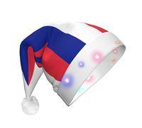 JxWCher French flag Print Christmas Hat, Large Soft LED Santa Beanie Hat, for Holiday Parties and Seasonal Events, Xmas tree Decor