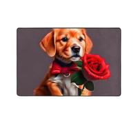 JxWCher Gentleman-Like Dog Print Non-Slip Rug, Soft Memory Foam Area Mat for Bedroom, Living Room, Absorption Floor Mat, 36"x24"