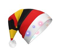 JxWCher German flag Print Christmas Hat, Large Soft LED Santa Beanie Hat, for Holiday Parties and Seasonal Events, Xmas tree Decor