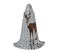 JxWCher Grey plum deer Print Hooded Cloak Cape, Oversize Party Apparel Soft Costume Robe for Halloween Cosplay Large