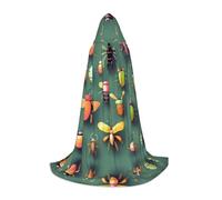 JxWCher Insect Atlas Print Hooded Cloak Cape, Oversize Party Apparel Soft Costume Robe for Halloween Cosplay Small