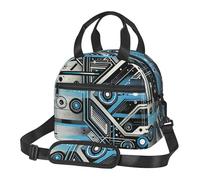 JxWCher Insulated Lunch Bag for Women Men, Cool Technology Print Lunch Box Cooler Bag with Strap for Work Picnic