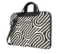 JxWCher Laptop Bag for Work & Commute, Shockproof, Black curved texture Print Computer Messenger with Shoulder Strap