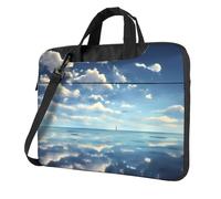 JxWCher Laptop Bag for Work & Commute, Shockproof, White clouds over the sea Print Computer Messenger with Shoulder Strap