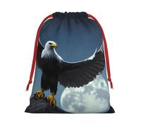 JxWCher Large Xmas Gift Bag, Eagle under the stars Drawstring Storage Pouch Fade-Resistant with Secure Closure, Home, Office, Travel, Gift Giving